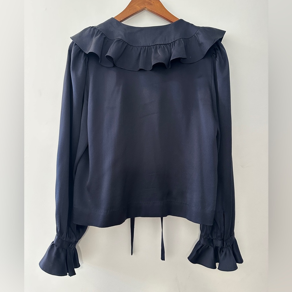 NWT Dôen Solange Top in navy silk - Picture 5 of 7